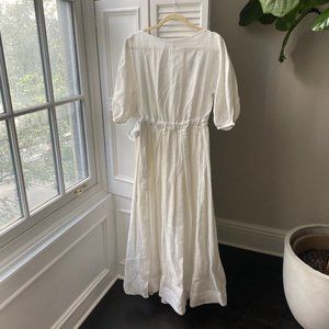 Mansur Gavriel Pleated Linen Maxi Dress